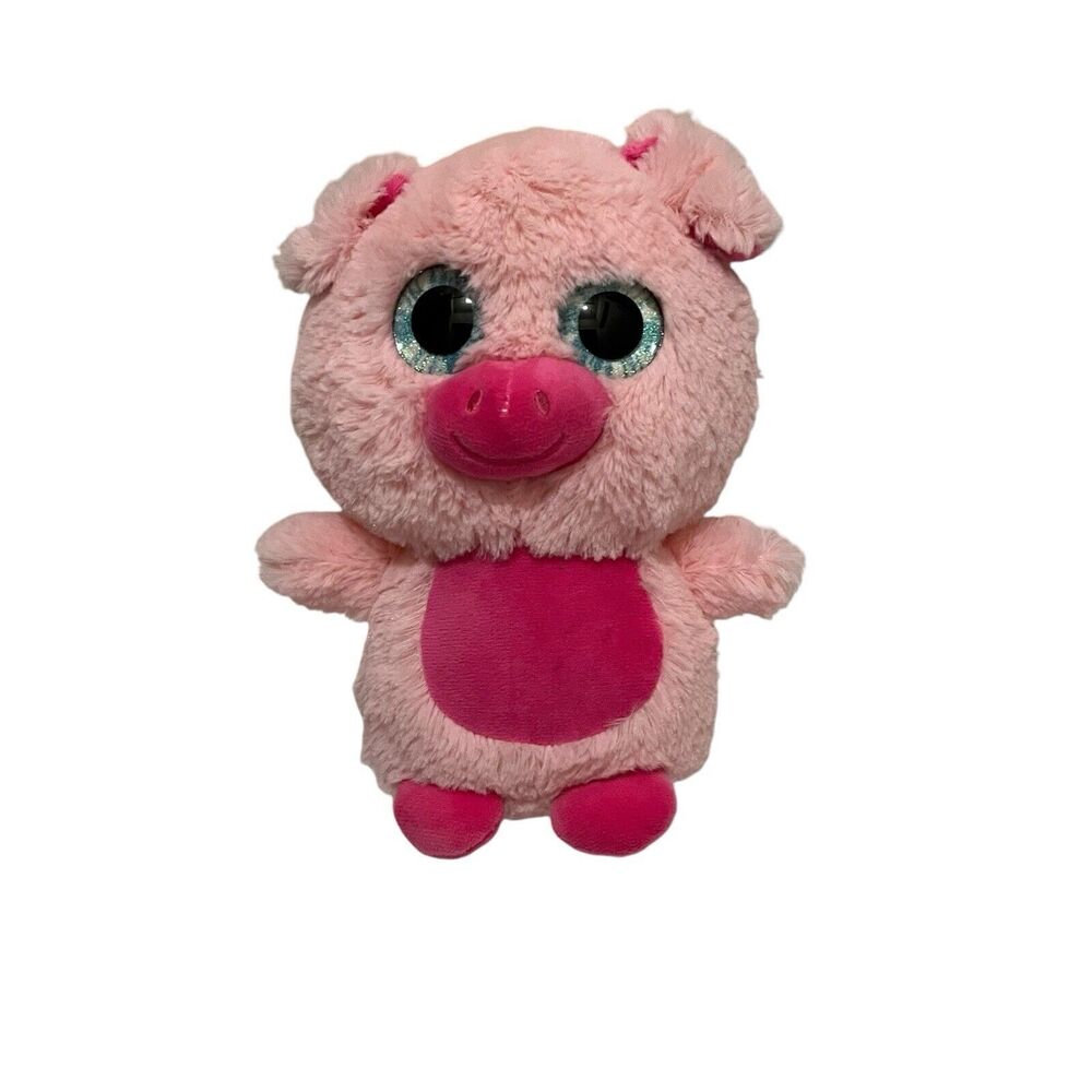 Nanco Pink Pig Blue Glitter Eyes 10" Stuffed Animal Plush